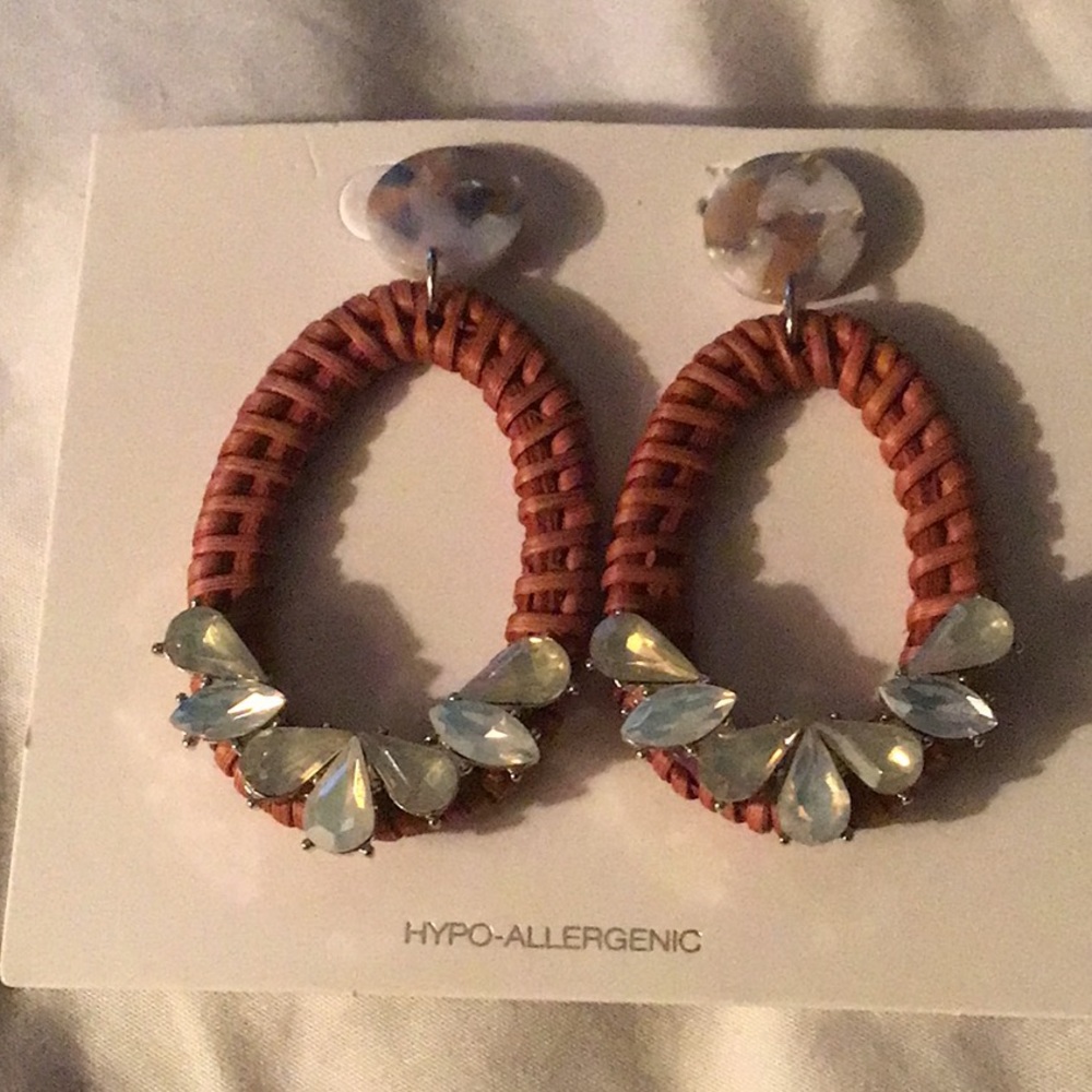 Rattan Rhinestone Earrings